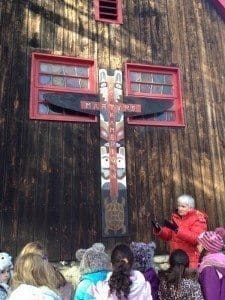 tom thumb students at an example of iroquois long house church