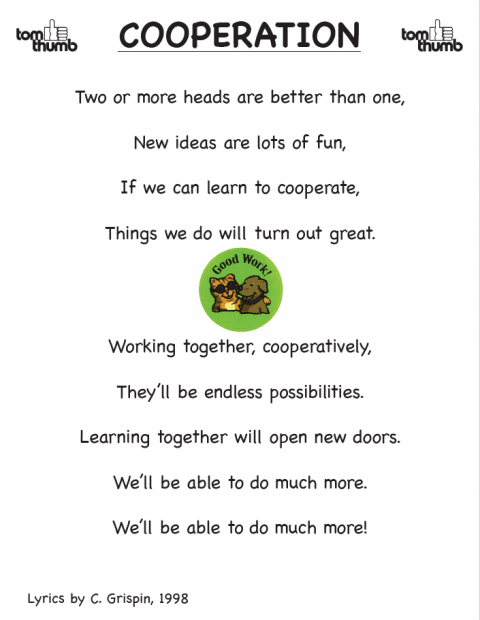 Cooperation And School Rules Song Tom Thumb Preschool