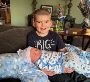 Lucas with baby brother Mason
