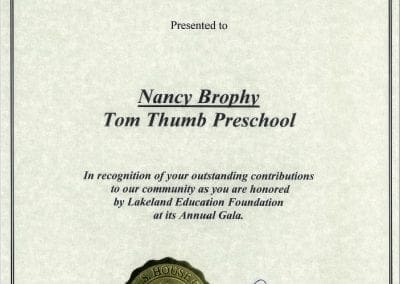 US House of Representatives Certificate of Achievement to Tom Thumb Preschool