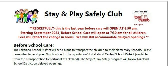 Stay and Play Club Tuition Rates