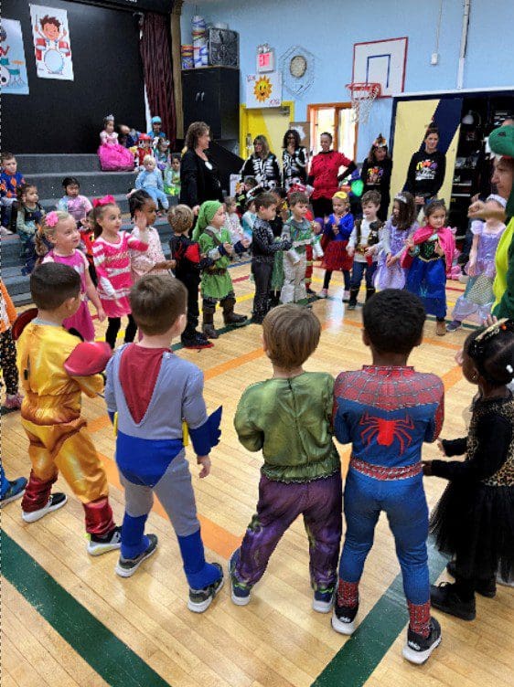 Tom Thumb Preschool students dressed as super heros